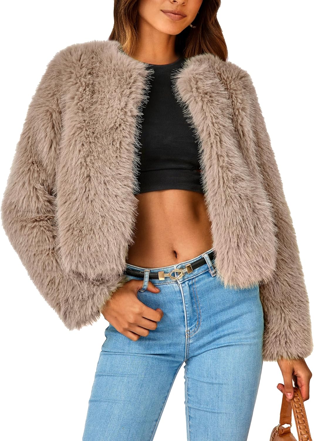 PRETTYGARDEN Women's Winter Coats: Fleece Cropped Jacket