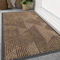 Front Door Mat 59x35 in Brown - Heavy Duty Low-Profile Doormat