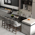 Grey Upholstered Counter Height Bar Stools Set of 6 - Modern Mid