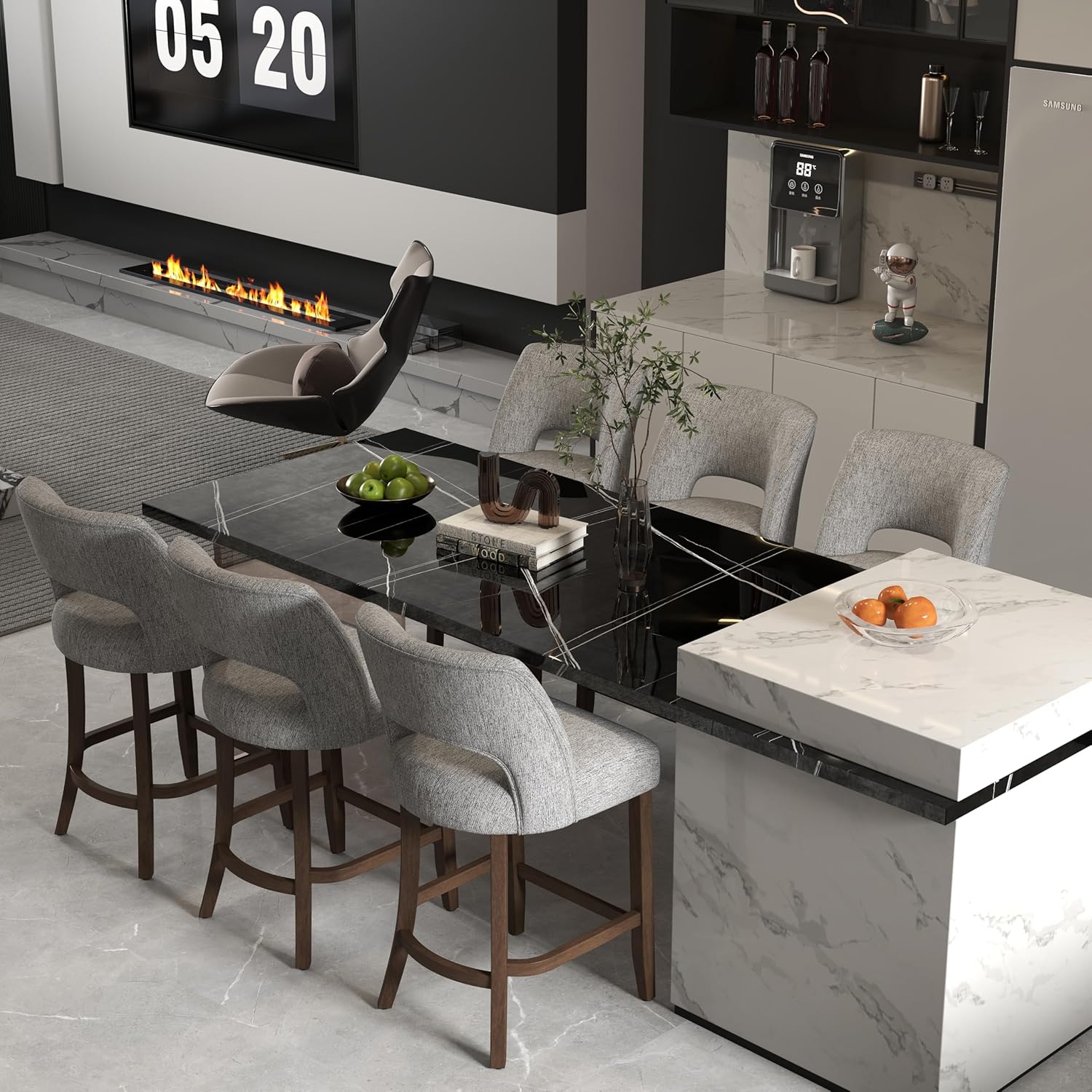 VKNOW Bar Stools Set of 6 for Kitchen Island Dining Room