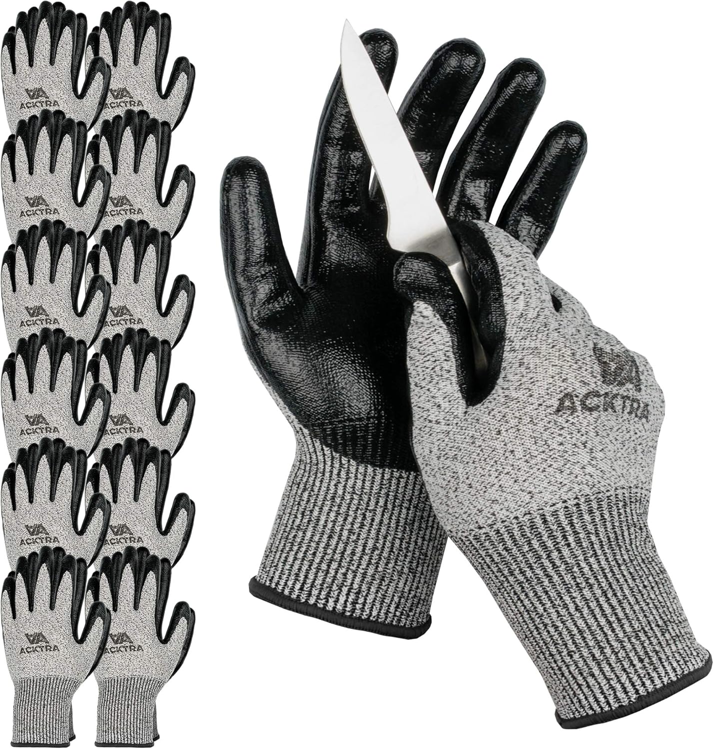 ACKTRA Level 5 Cut Resistant Safety Work Gloves for Durability