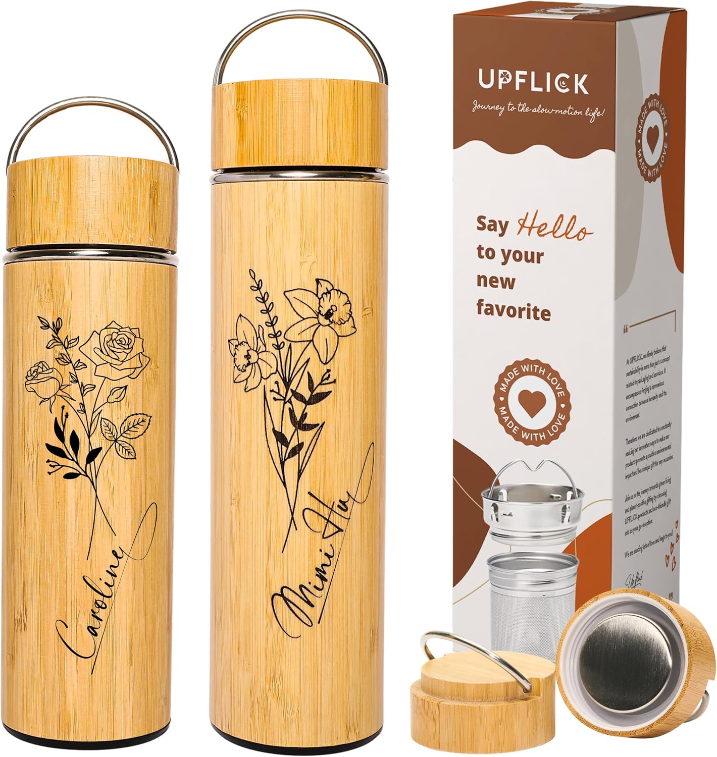 Custom Name Bamboo Water Bottles for Unique Birthday Gifts