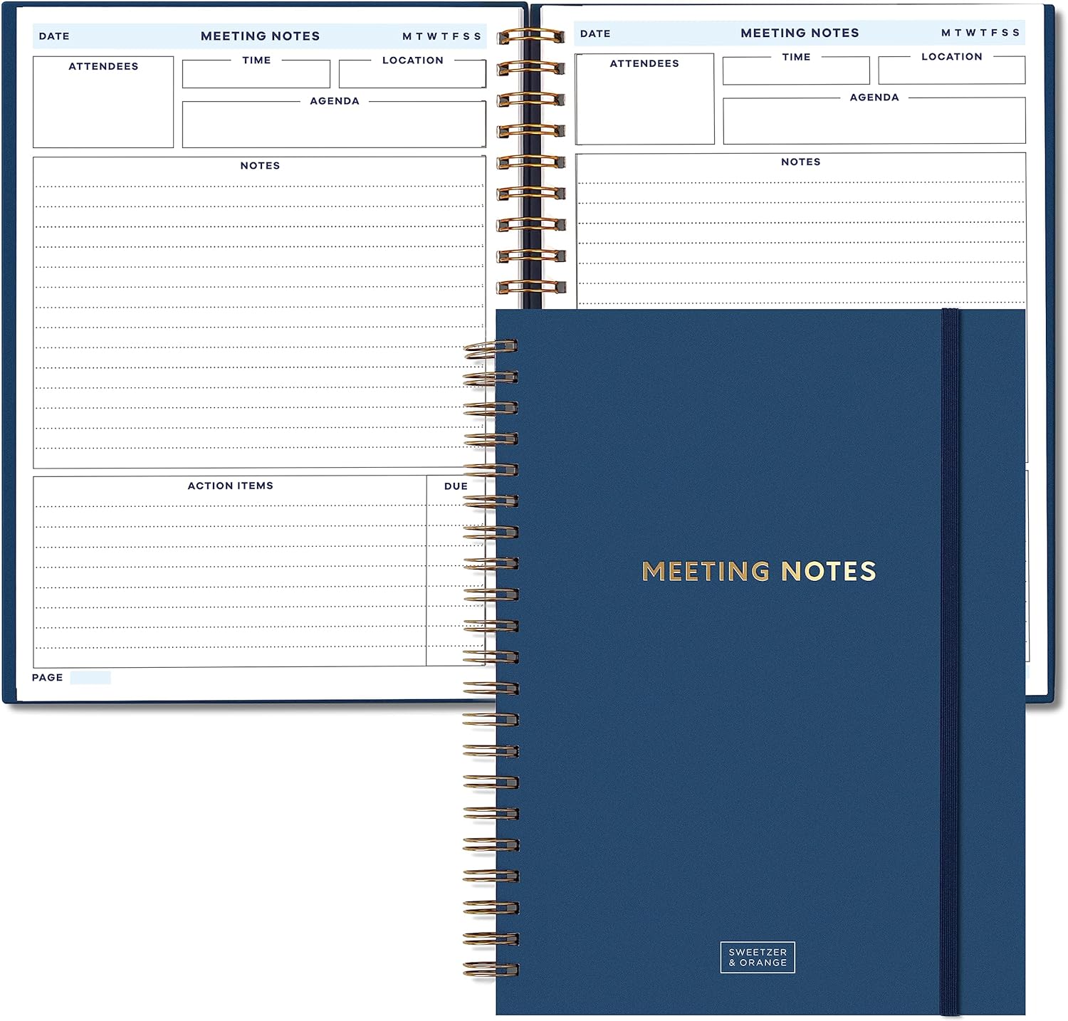 Sweetzer & Orange Large Meeting Notebook - Organize Your Projects!