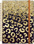A5 Hardcover Lined Notebook for Women - Shiny Gold Leopard Cover