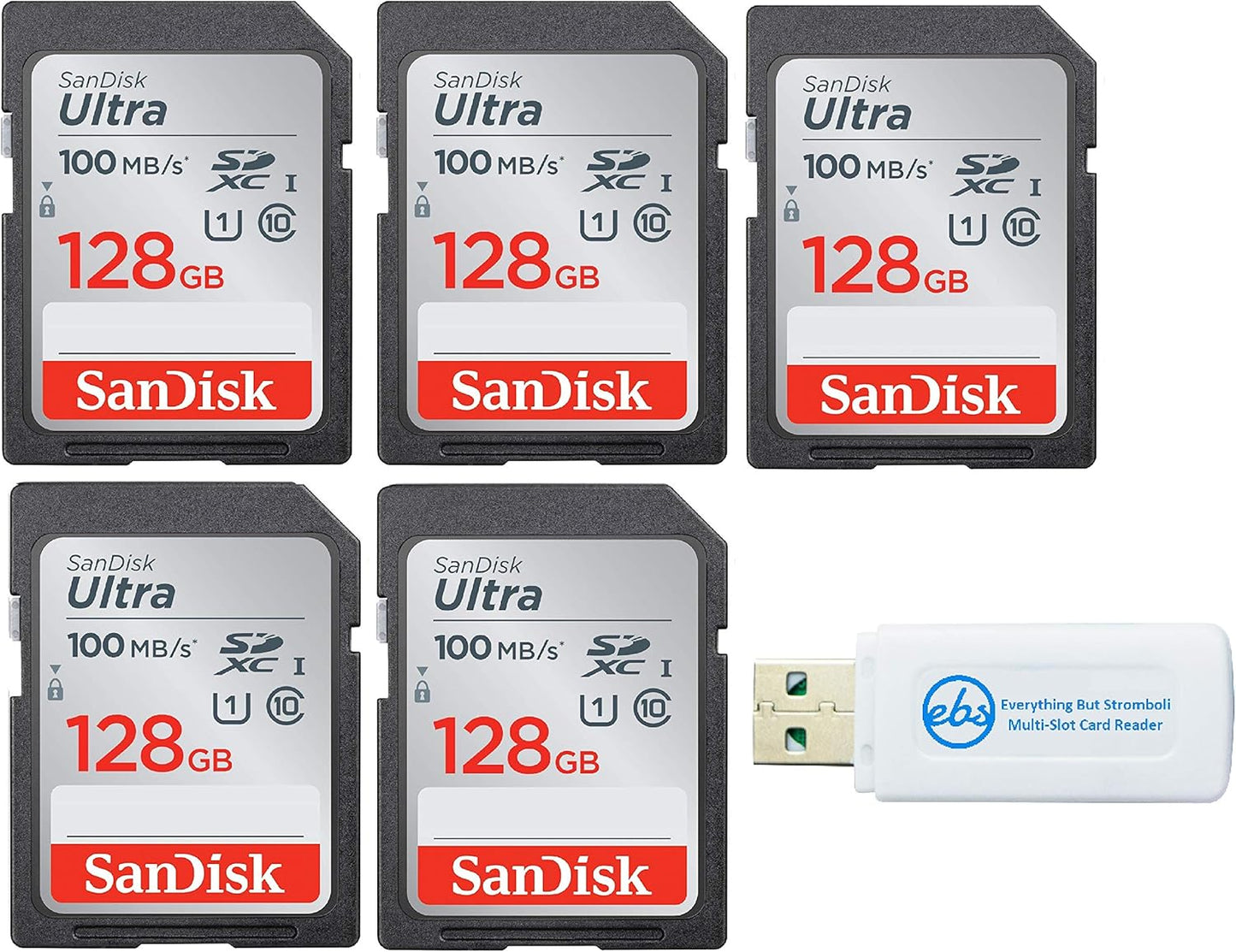 SanDisk 128GB Ultra SD Flash Memory Card 5 Pack for Cameras