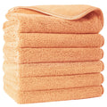 POLYTE 6-Pack Lint Free Microfiber Face Towels - 13x13 in, Orange