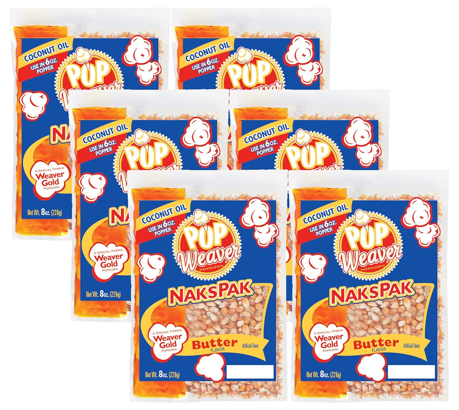 Pop Weaver Naks Pak - Butter Coconut Oil Popcorn Packs