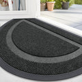 Half Circle Door Mat 59x35 in Black - Low Profile Rubber Backing