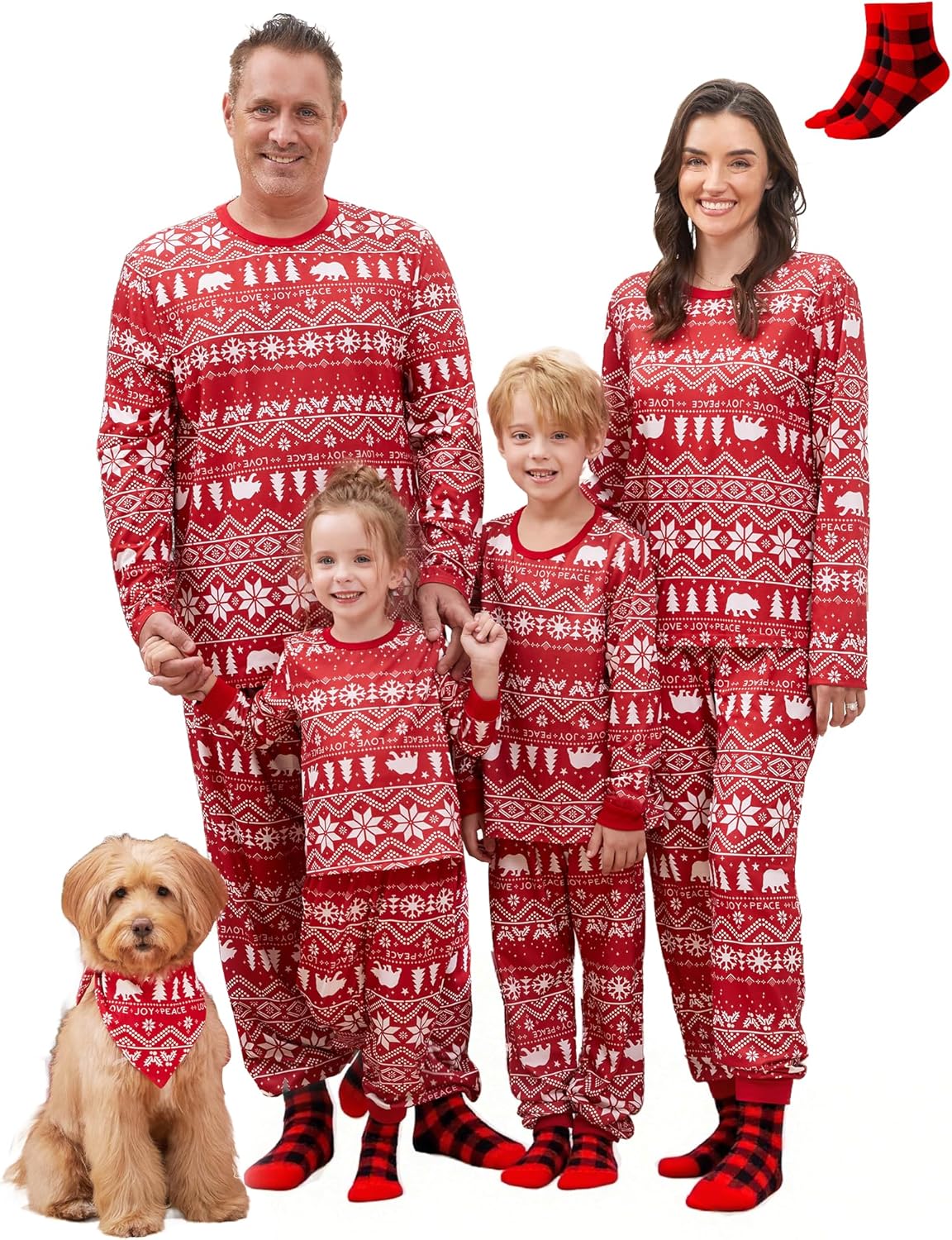 Matching Christmas Pajama Sets with Socks for Family Fun