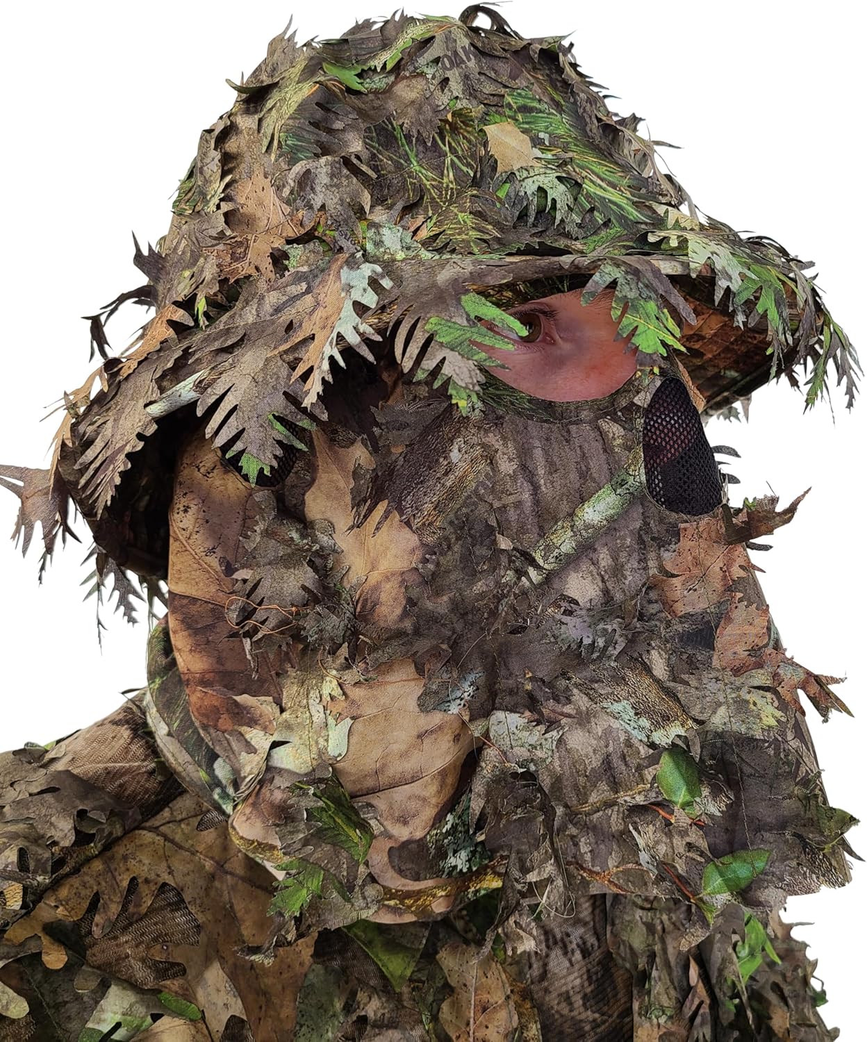 QuikCamo 3D Leafy Camo Face Mask Bucket Hat for Hunting