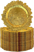 13 in Gold Charger Plates Set 32 Pack - Decorative Reef Chargers