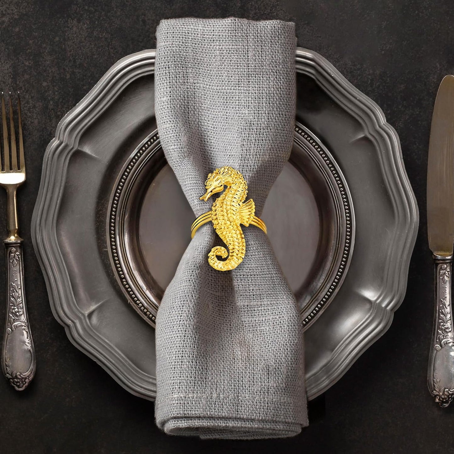Elegant Gold Napkin Rings Set of 16 for Festive Table Decor