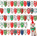 Christmas Dog Bandanas Bulk 50 Pack - Festive Pet Scarves for Parties