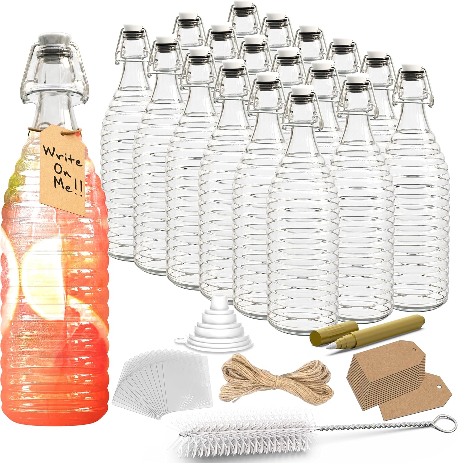 Nevlers 33 Oz Ringed Flip Top Glass Bottles for Home Brewing