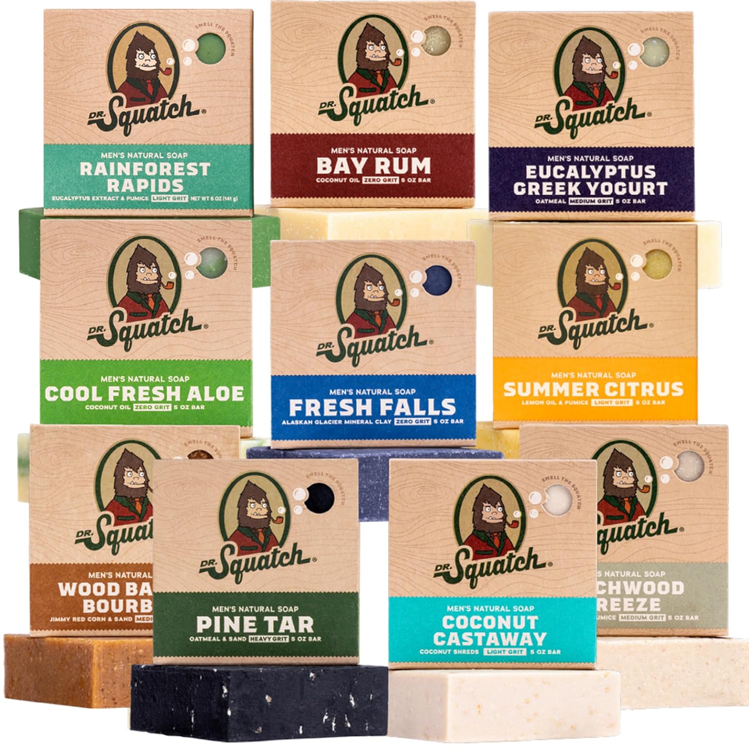 Dr. Squatch Natural Bar Soap Variety Gift Set for Men - 10-Pack
