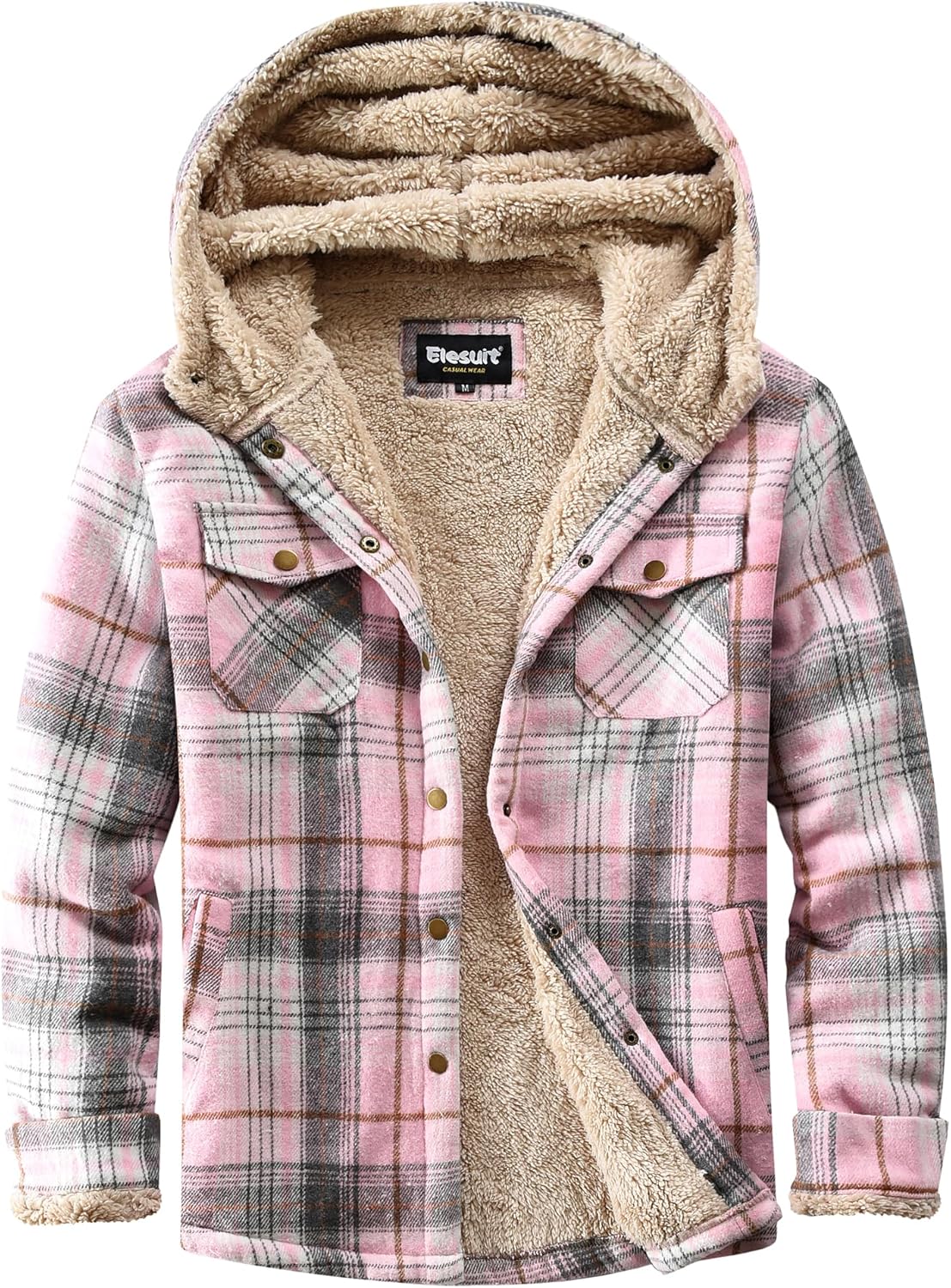 Elesuit Women's Fleece Flannel Jacket for Cozy Winter Style