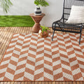 Orange/Ivory Herringbone Indoor Outdoor Rug 6 ft 6 in x 9 ft 2 in