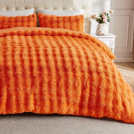 Lotus Karen Fuzzy Fluffy Comforter Queen Set for Cozy Bedding
