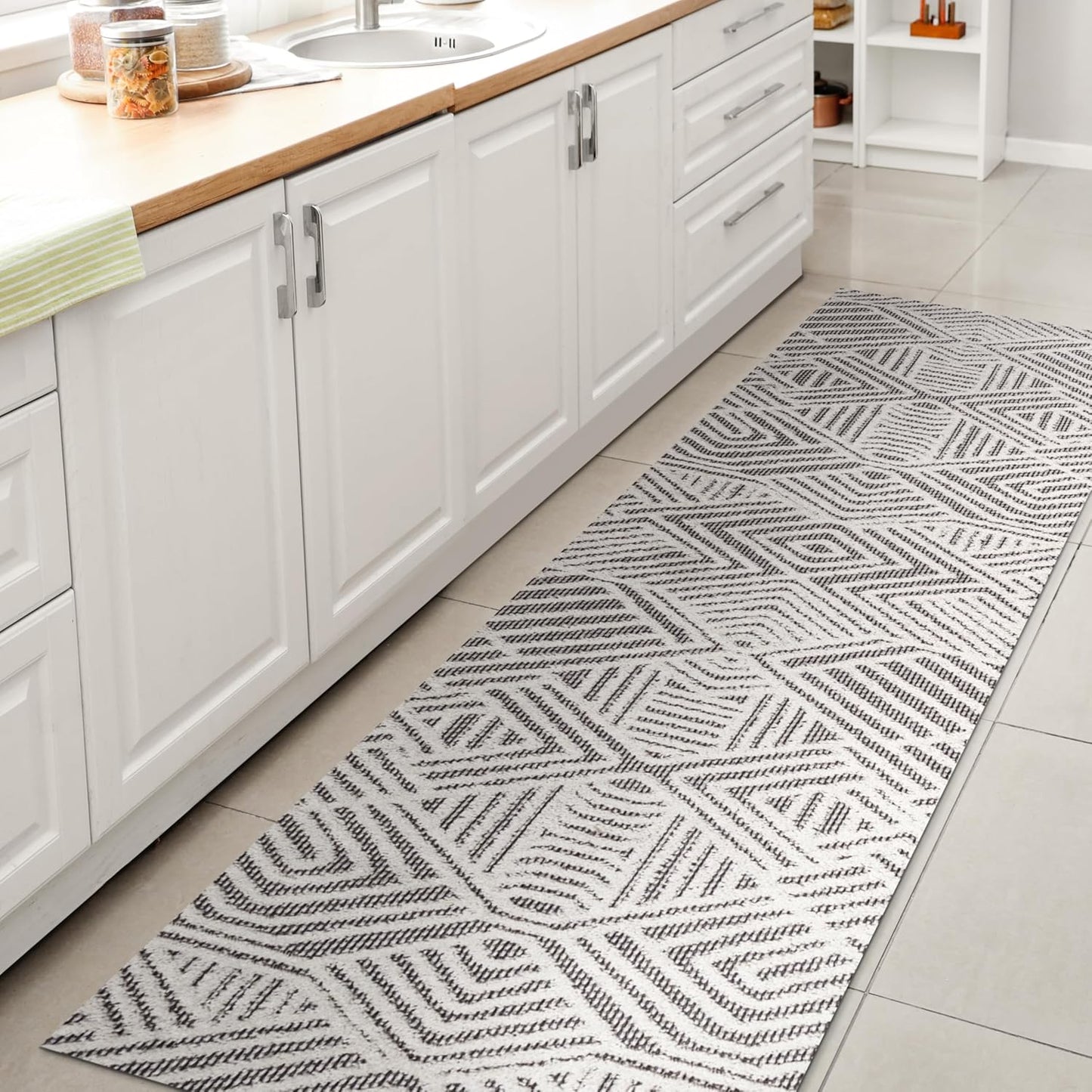 Art Deco Geometric Indoor Outdoor Runner Rug for High Traffic