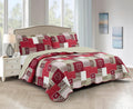Brilliant Sunshine Burgundy Heart Love Quilt Set King - Reversible
