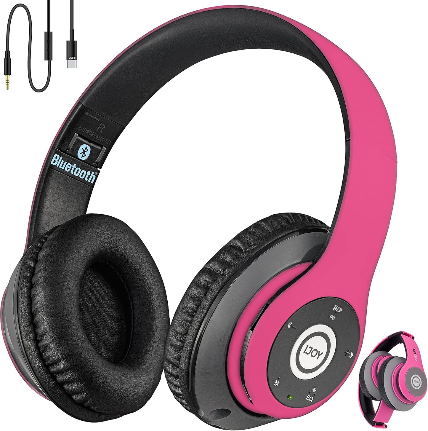 iJoy Wireless Bluetooth Headphones - Foldable & Versatile (Pink)