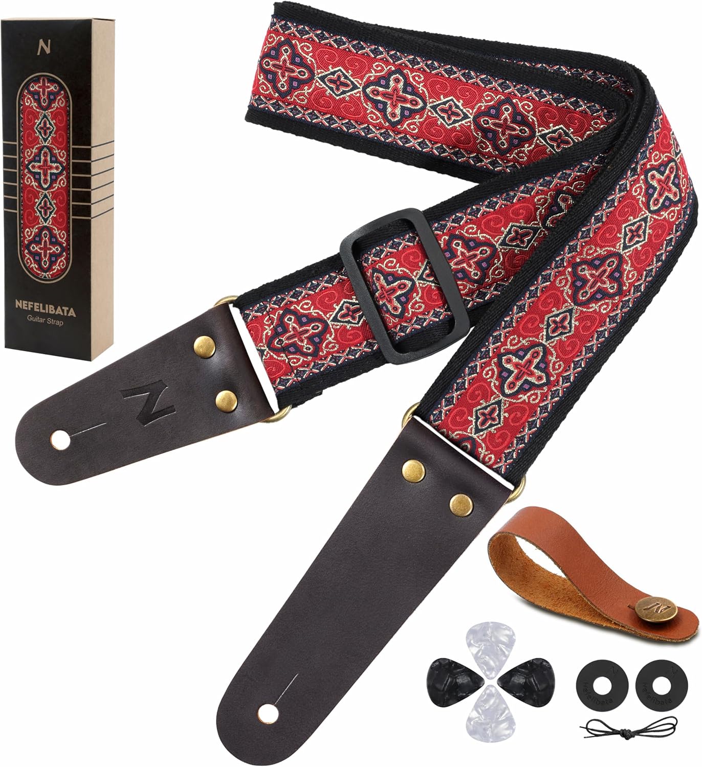 Premium Nefelibata Guitar Strap with Hidden Pocket