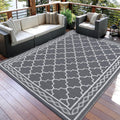 Outdoor Waterproof Rug 10x14 Reversible Patio Mat - Washable Durable
