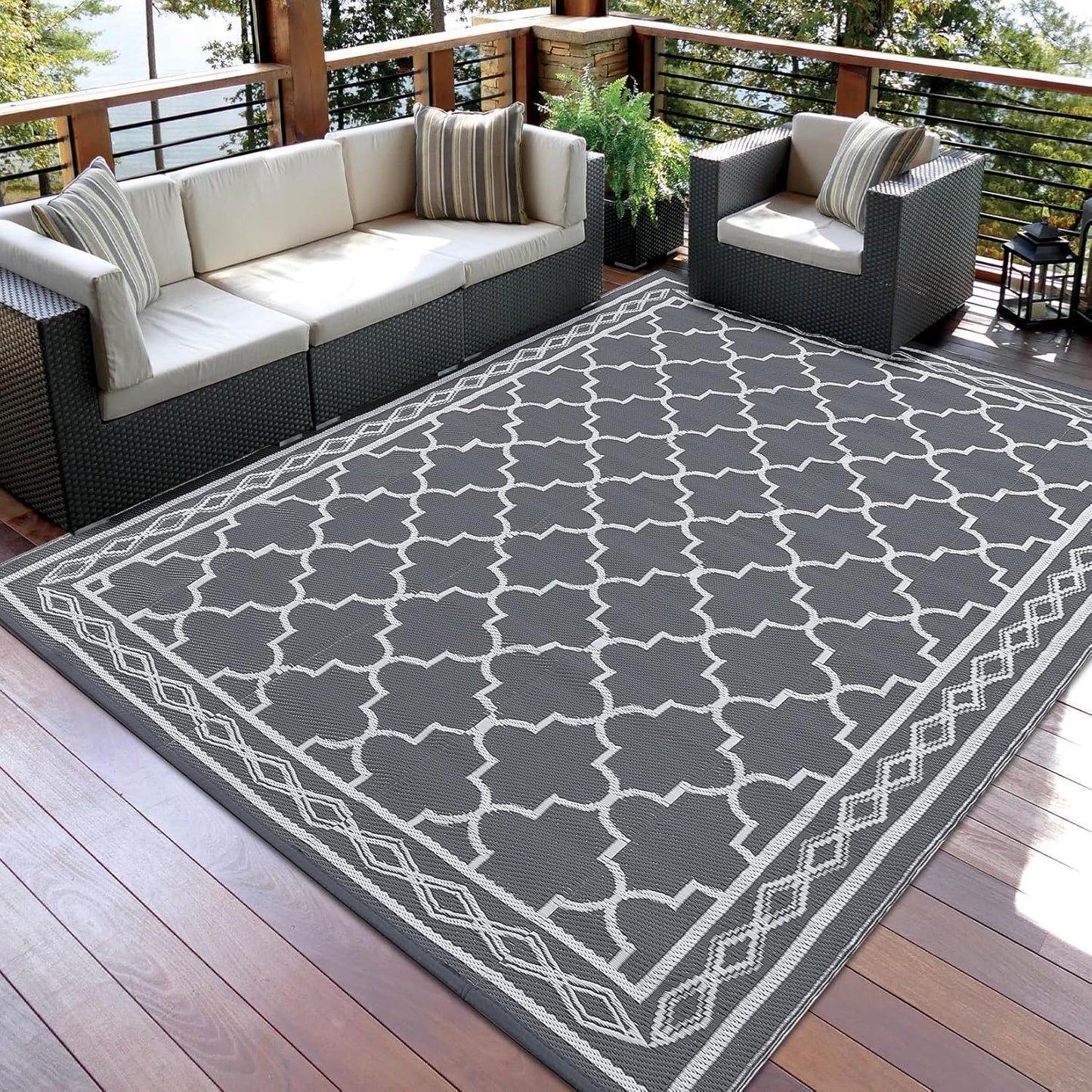 GarveeHome Outdoor Waterproof Rug 10x14 for Camping and More
