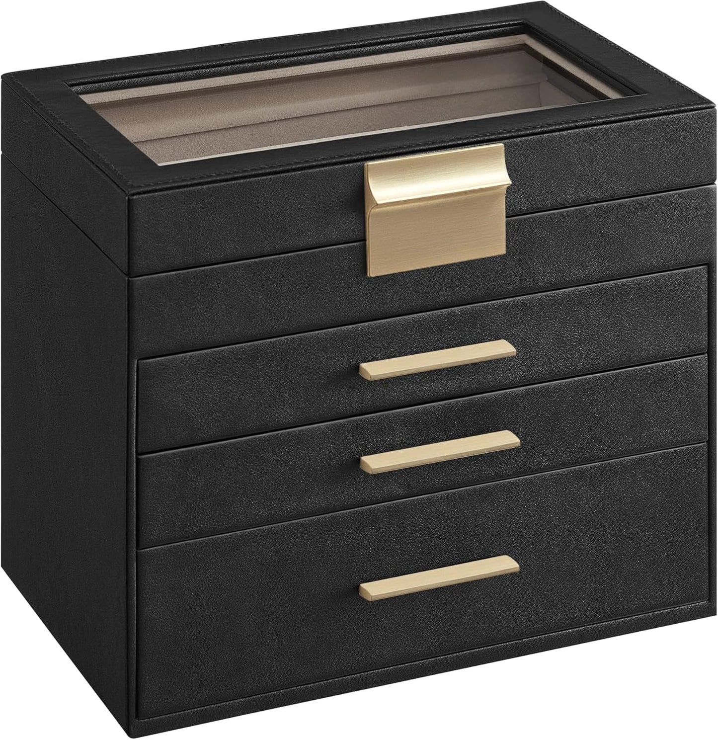 SONGMICS Jewelry Box Organizer with Glass Lid for Storage