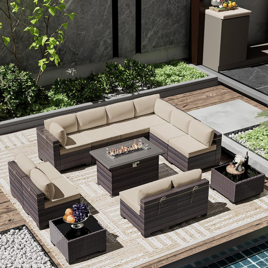 Outdoor Patio Furniture Set with Gas Fire Pit Table for Comfort