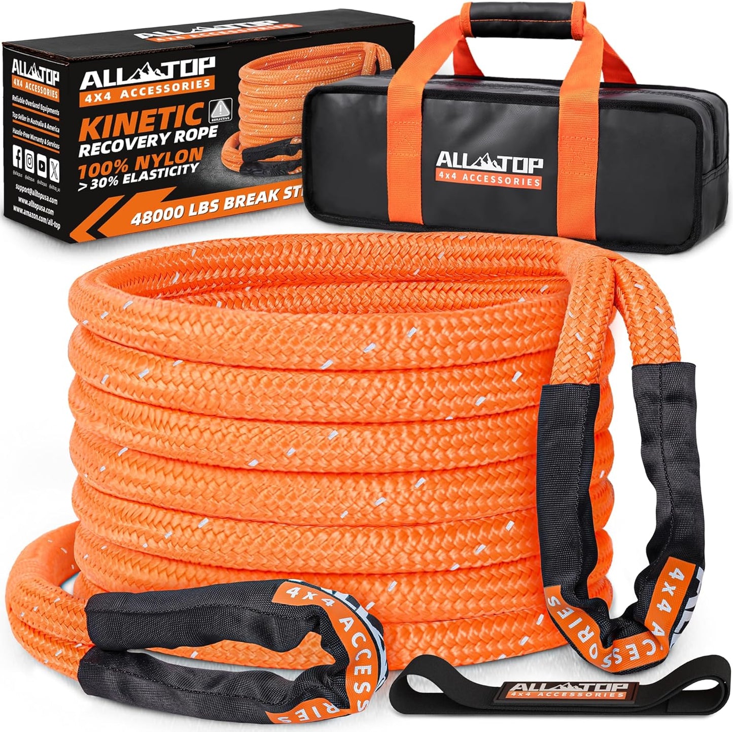 ALL-TOP Kinetic Recovery Rope: Heavy Duty 48000Lbs Strength