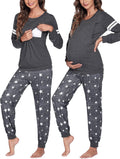 Maternity Nursing Pajama Set for Women - Soft Long Sleeve PJs