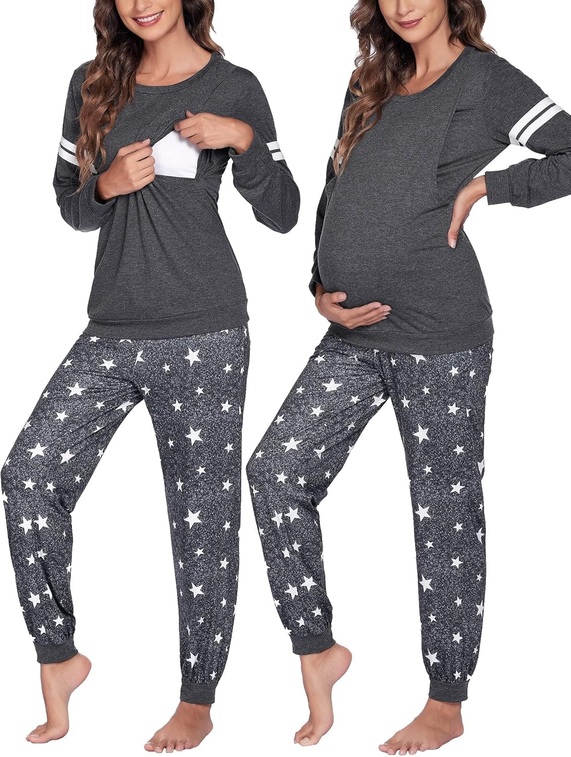 Ekouaer Maternity Pajama Set for Nursing and Breastfeeding Moms