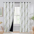 100% Blackout Curtains 84 in Green Branch Print - Thermal Privacy