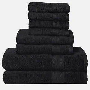 BOUTIQUO Black Towel Set - Luxurious 8 Piece Bathroom Towels