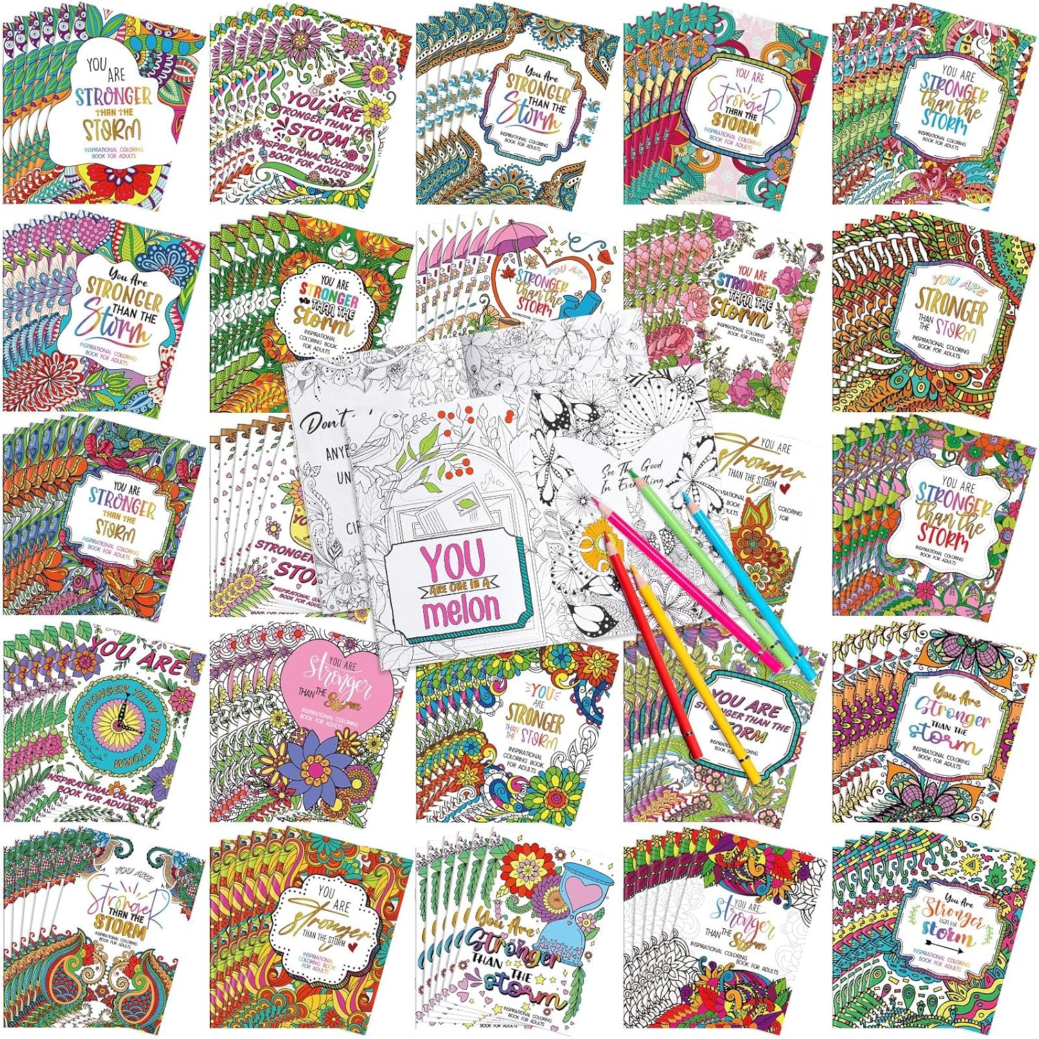 Motivational Sayings Coloring Book Set for Adults and Kids