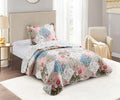 Peach and Olive Flowers Patchwork 2-Piece Quilt Set - All-Season Twin