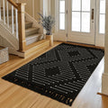 Boho Washable Area Rug 3x5 - Lightweight Woven Cotton with Tassels