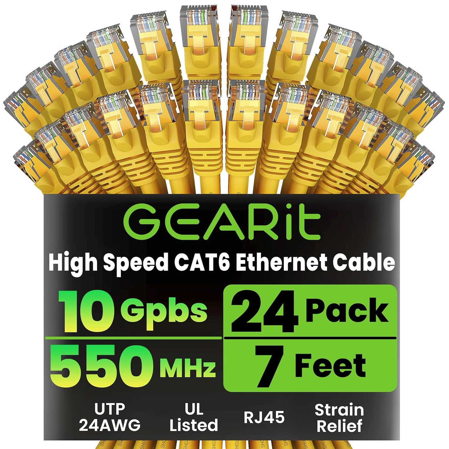 GearIT Cat 6 Ethernet Cable 24-Pack for High-Speed Networking