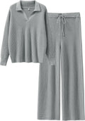 ANRABESS Women Two Piece Waffle Knit Sweater Set - Cozy Fall Lounging