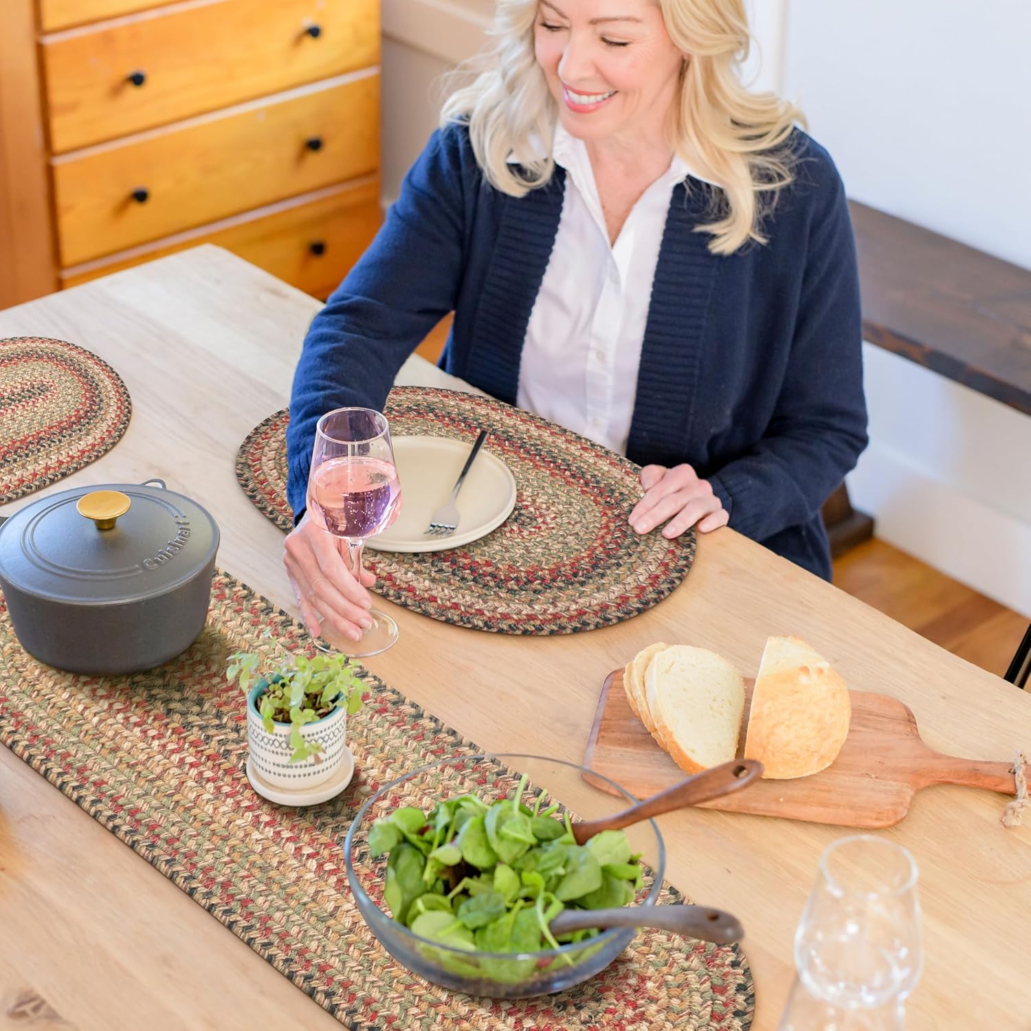 Kingston Braided Oval Table Runner - Warm Country Decor