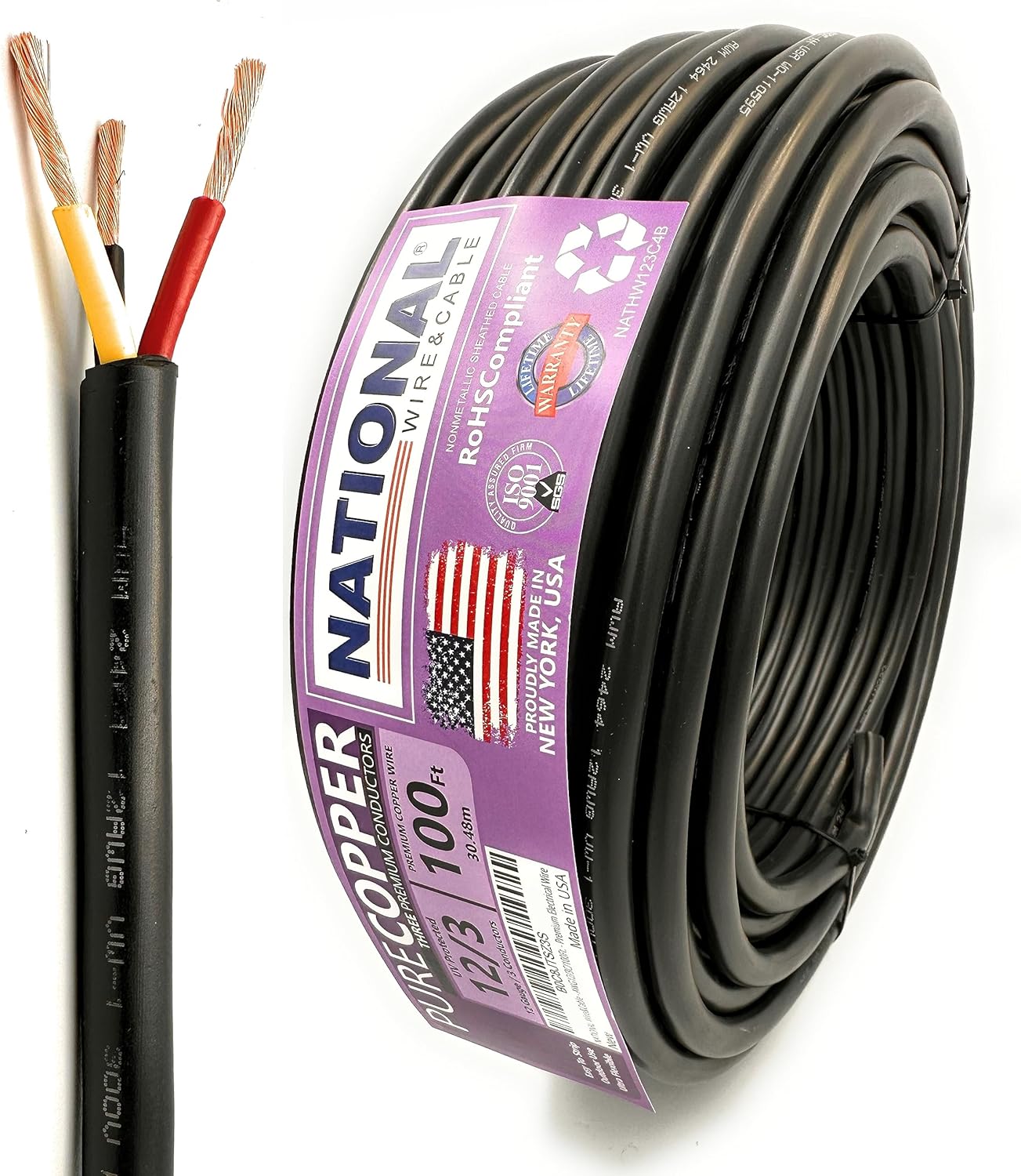 12 AWG 3-Conductor Premium Copper Wire for Versatile Use