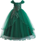Emerald Green Flower Girl Dress - Vintage Off Shoulder Lace