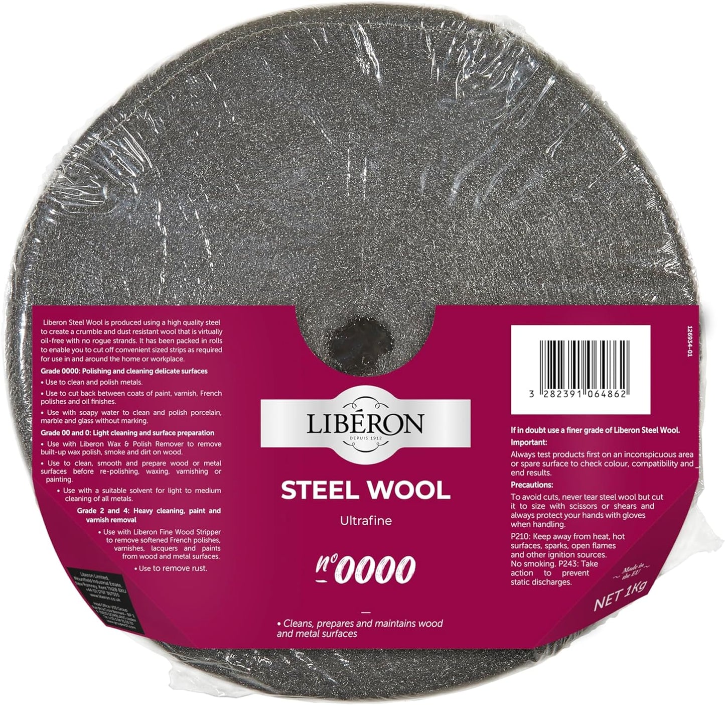 Liberon Steel Wool #0000 1kg Roll for Wood and Metal Finishes