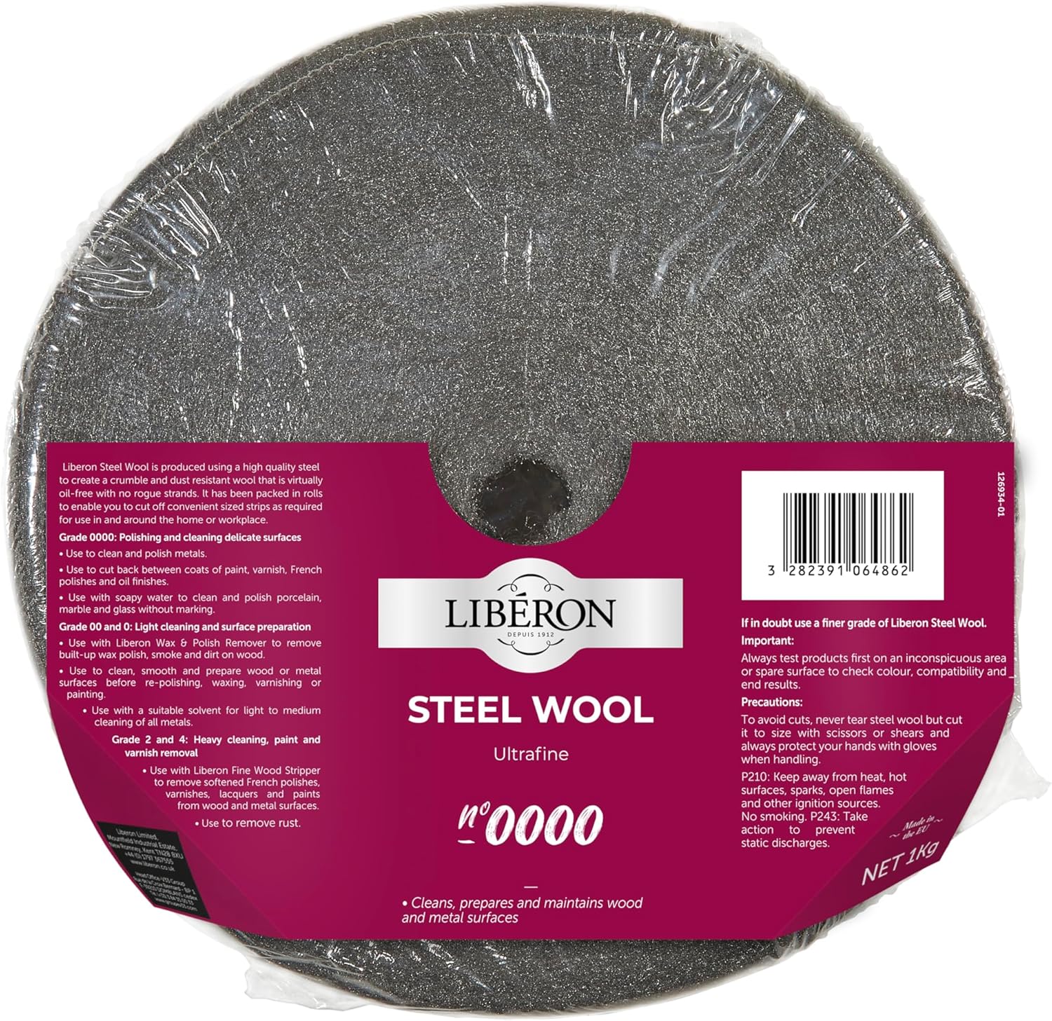 Liberon Steel Wool #0000 1kg Roll for Wood and Metal Finishes