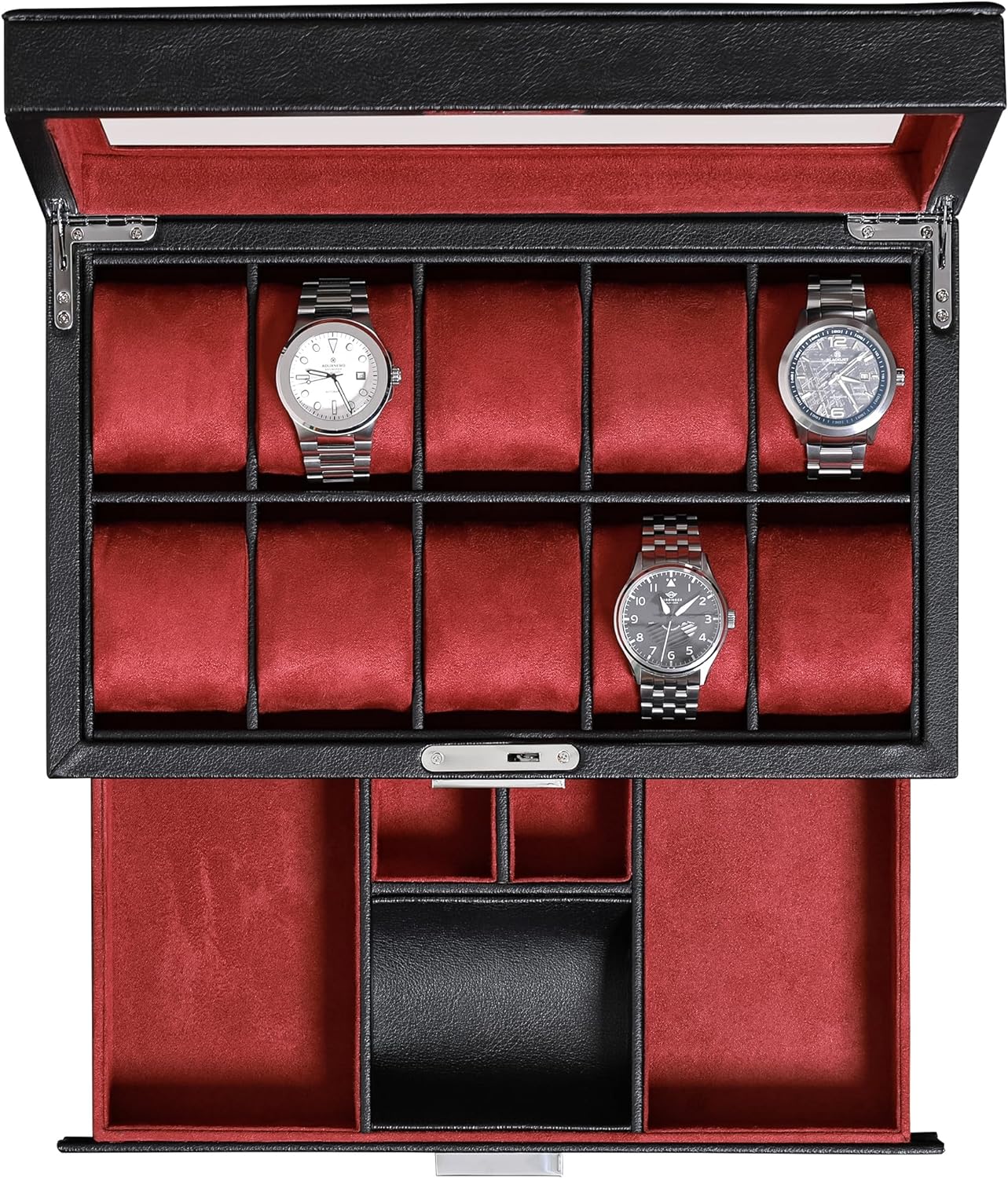ROTHWELL 10-Slot Luxury Watch Box & Valet Drawer