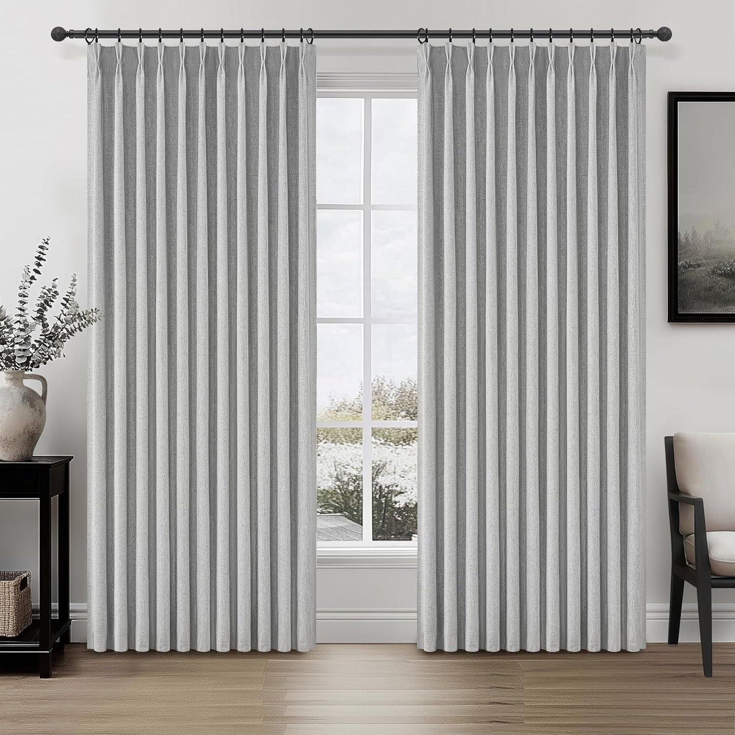 Gray Extra Wide Curtains 70 Inches Wide for Living Room Decor
