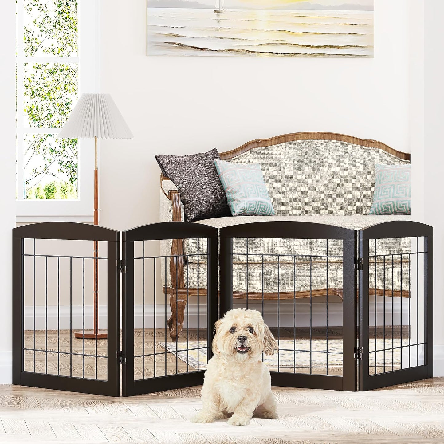Dog Gate - 4 Panel Foldable Pet Gate for Indoor Use and Safety