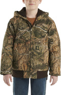 Boys Flannel-Lined Hooded Canvas Insulated Jacket - Warm, Durable