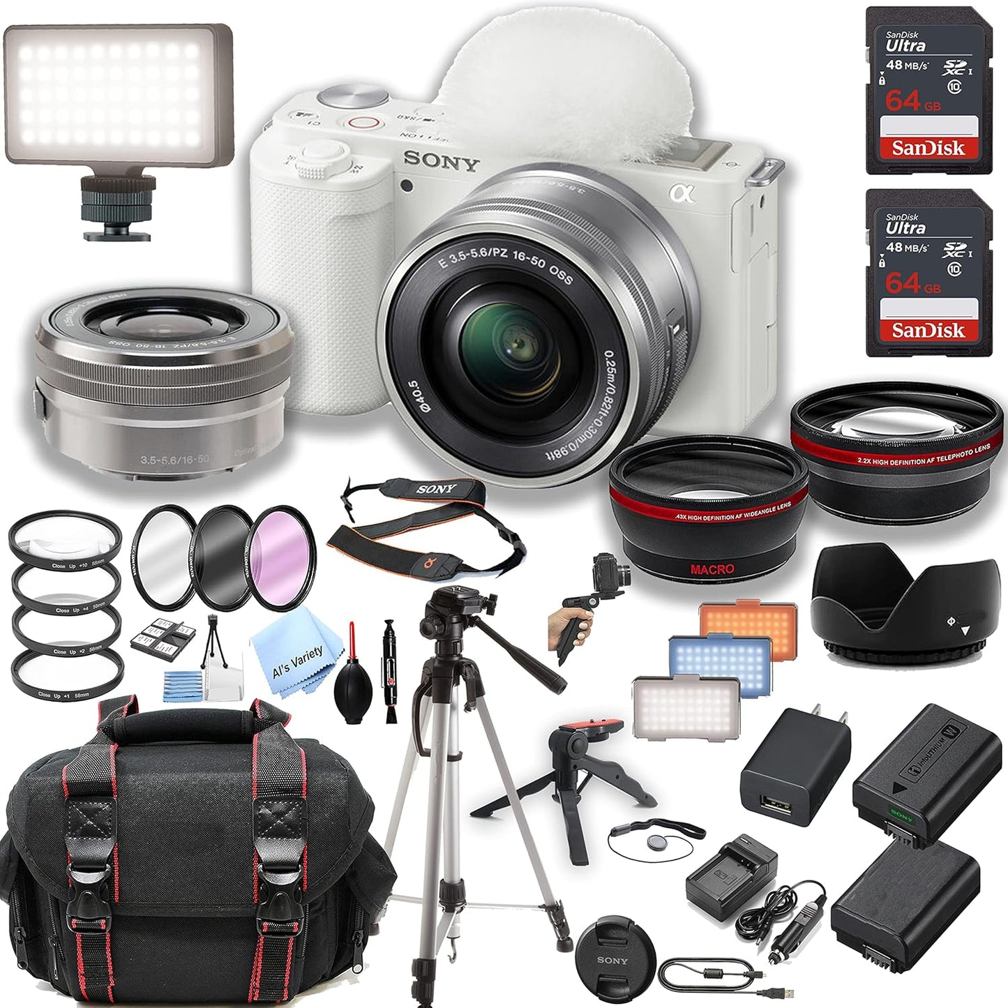 Sony ZV-E10 Mirrorless Camera Bundle with 16-50mm Lens and More